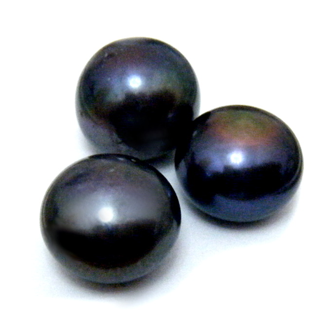 Black 10-11mm Half Drilled Button Single Pearls
